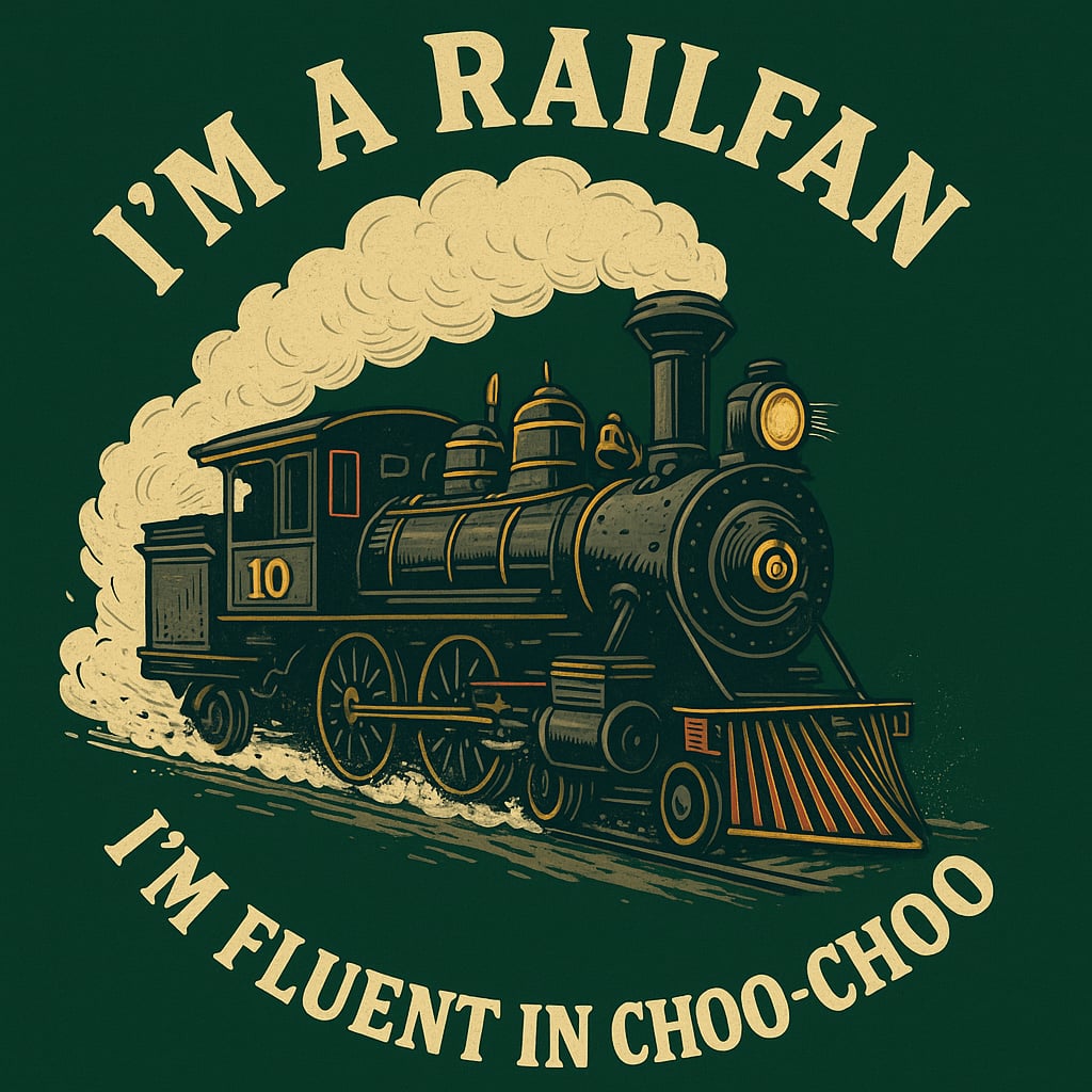 Railfan fluent in choo-choo t-shirt forest green